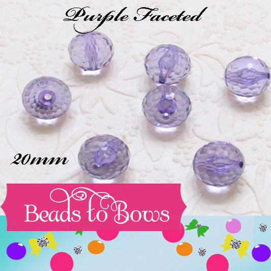 NEW 20mm Purple Multifaceted Bubblegum Beads, Transparent Bubblegum Beads, Chunky Bead Supply, Chunky Bead Supply, Bubblegum Necklace Bead