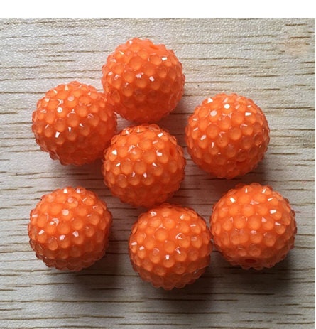 20mm Orange Bubblegum Resin Rhinestone Beads, Chunky Rhinestone Bead, Rhinestone Gumball Bead, Rhinestone, Chunky Bead Supply