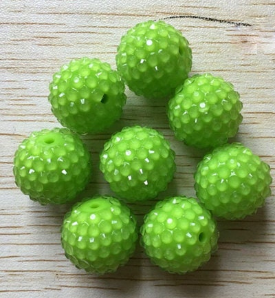 NEW 20mm Lime Bubblegum Resin Rhinestone Beads, Chunky Rhinestone Bead, Rhinestone Gumball Bead, Rhinestone, Chunky Bead Supply