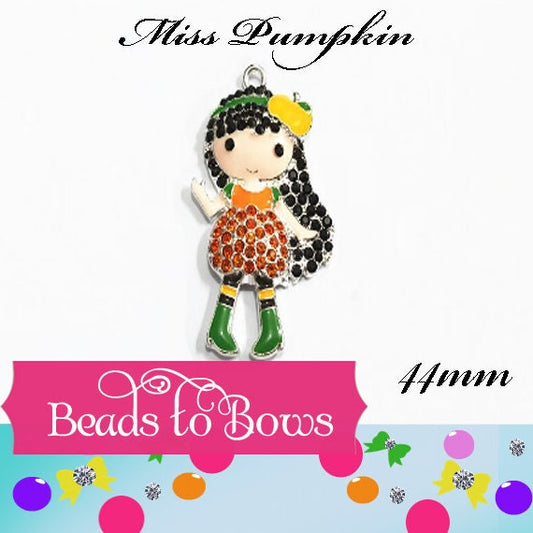 SALE 44mm Miss 44mm Pumpkin Girl Halloween Pendant, Rhinestone  Pendant, Halloween Pendant, Adorable Pumpkin Girl Pendant