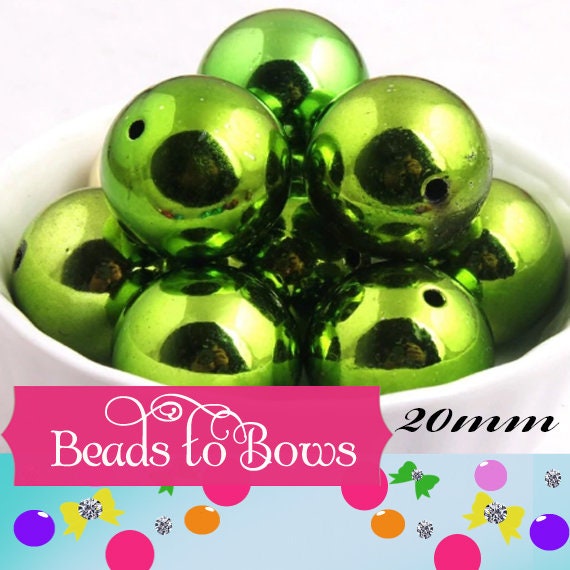 NEW UV Lime 20mm Bubblegum Bead, Chunky Gumball Beads, Chunky Bead Supply, Shiny UV Plating Bubblegum Bead, Bubblegum Bead