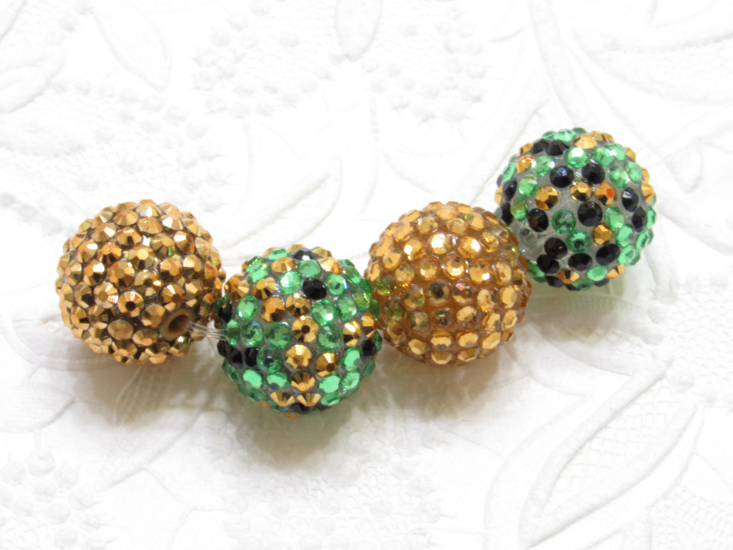 NEW 20mm Green, Gold & Black Confetti Rhinestone Beads,  Bubblegum Rhinestone Beads, Chunky Rhinestone Beads, Chunky Bead Supply