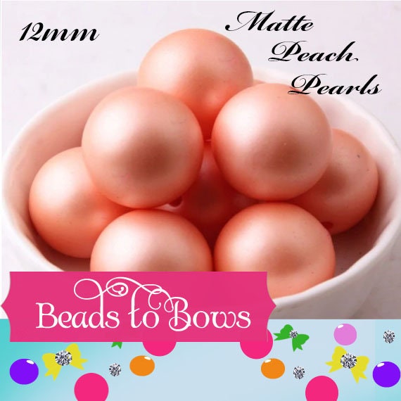 12mm Matte Peach Bubblegum Pearl Beads, Gumball Beads, Pearl Beads, Bubblegum Pearls, Beading Supply, Jewelry Supply