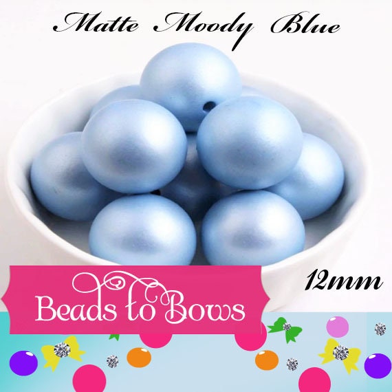 12mm Matte Moody Blue Bubblegum Pearl Beads, Gumball Beads, Pearl Beads, Bubblegum Pearls, Beading Supply, Jewelry Supply