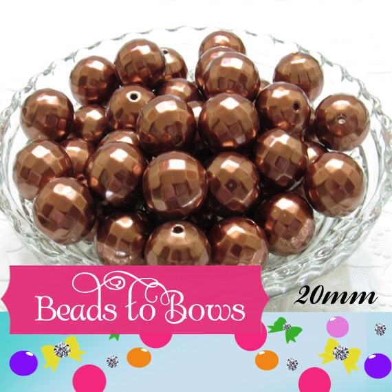 20mm Faceted Cinnamon Acrylic Imitation Pearl, Round Chunky Beads, Faceted Bubblegum Beads, Chunky Gumball Bead,