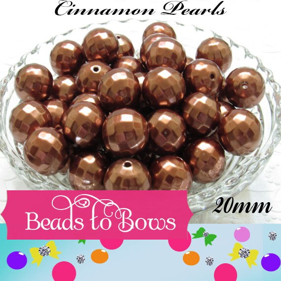 20mm Faceted Cinnamon Acrylic Imitation Pearl, Round Chunky Beads, Faceted Bubblegum Beads, Chunky Gumball Bead,