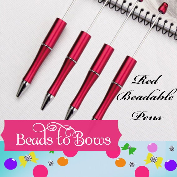 Red Bubblegum Beadable Pen Blanks,  Beadable Pen, DIY Plastic Beadable Pens, Black Ink