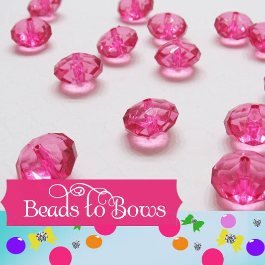 22mm Hot Pink Rondelle Beads, Bubblegum Beads, Crystal Look Bead, Faceted Gumball Beads, Jewelry Supply Bead, Bubblegum Bead Supply Bead