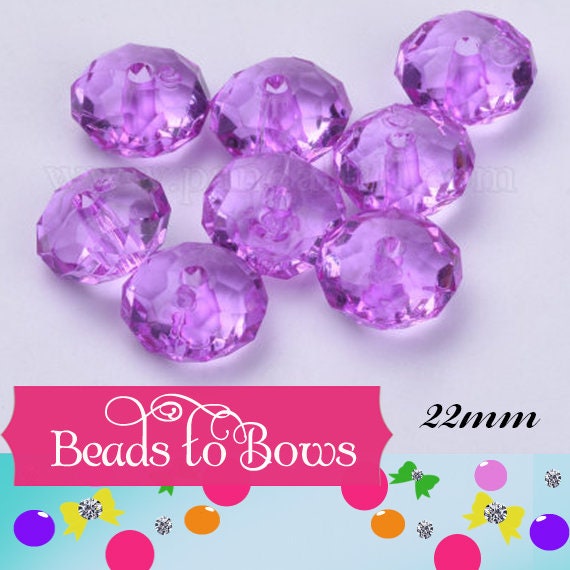 22mm Orchid Rondelle Beads, Bubblegum Faceted Beads, Crystal Look Chunky Bead, Gumball Beads, Gum Ball Beads, Bubbegum Supply Beads