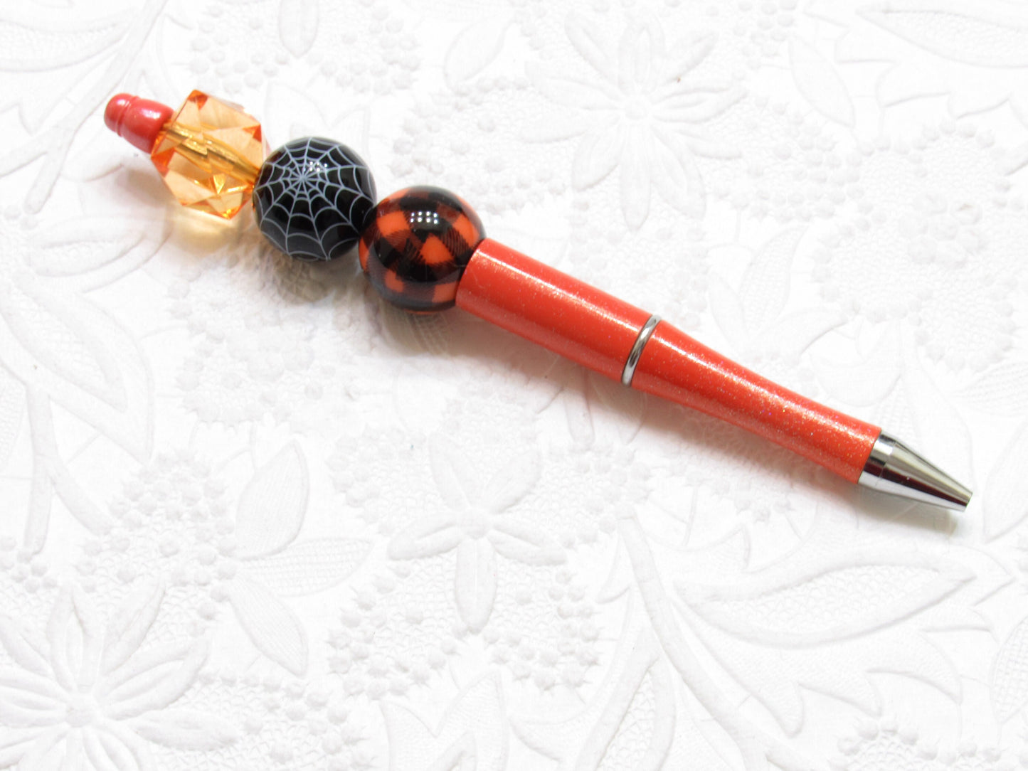 Orange Shimmer Bubblegum Beadable Pen Blanks, Light Weight Orange Pen, Black Ink DIY Plastic Beadable Pens, Plastic Pens