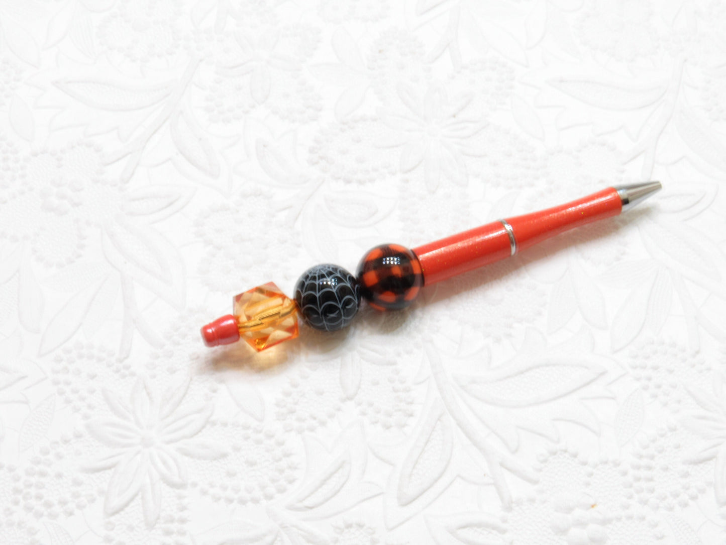 Orange Shimmer Bubblegum Beadable Pen Blanks, Light Weight Orange Pen, Black Ink DIY Plastic Beadable Pens, Plastic Pens