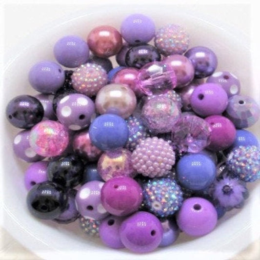 12 or 24Ct. 20mm Purple Assorted Styles Bubblegum Beads, Beadable Pen Beads, Acrylic Beads, Bubblegum Beads, Round Bubblegum Bead