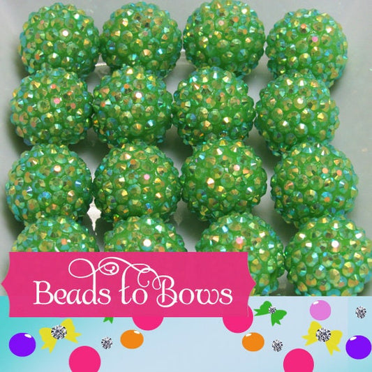 20mm AB Green Rhinestone Bubblegum Beads, Chunky Bubblegum Rhinestone Bead, Chunky  Beads, DIY Chunky Necklace Beads, Jewelry Supply