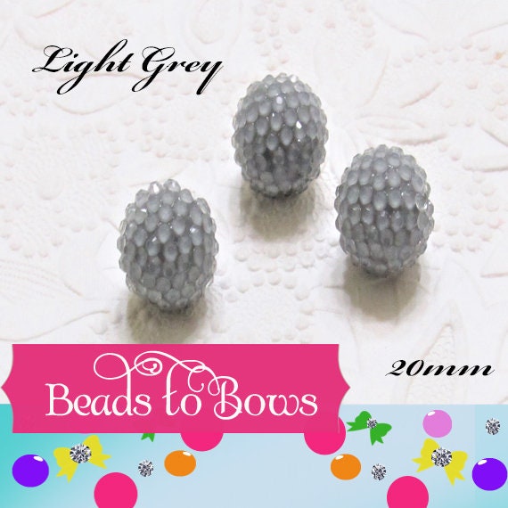 10 Ct. Gray 20mm Rhinestone Beads, Clear Bubblegum Bead, Chunky Rhinestone Gumball Bead, Bubblgum Bead Supply, Chunky Bead