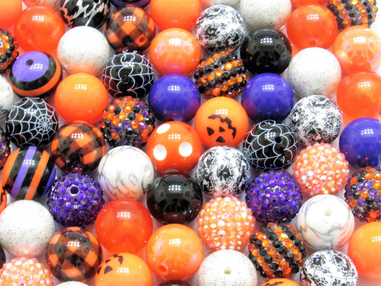 New 20mm Halloween Mix Bubblegum Beads, Black, Orange, Purple, Mixed Gumball Beads, Beadable Pen Mix, Halloween Beads