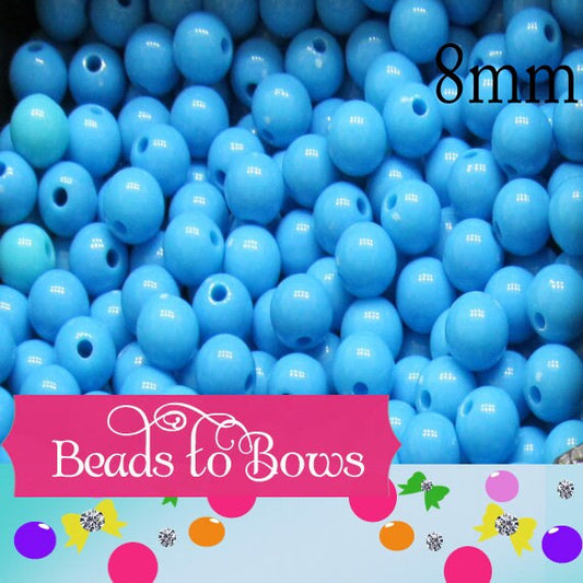 100 8mm Turquoise Bubblegum beads Chunky Beads Round Beads Solid Acrylic Beads Bubble Gum Beads Bubblegum Beads Bottlecap Beads