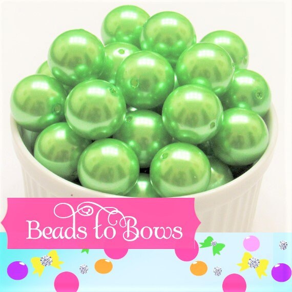 20mm Light Green Pearl Beads, Chunky Pearl Beads Bubblegum Pearl Bead, Chunky Beads, Faux Pearl Beads, Gumball Pearl Beads, Supply Bead