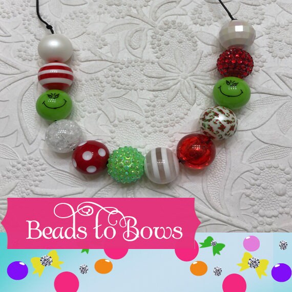 12 or 24Ct. 20mm Grinch Bubblegum Bead Mix, Assorted Bubblegum Beads, Beadable Pen Mix, Acrylic Beads, Bubblegum Beads, Round Bubblegum Bead