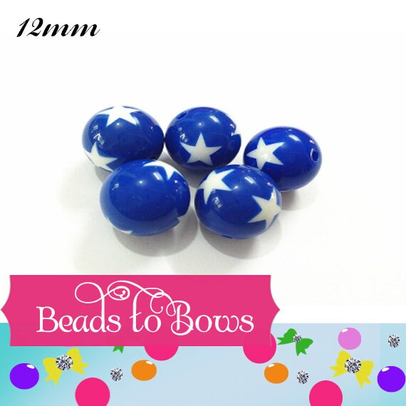 20 Blue Star 12mm Bubblegum Beads, Chunky Star Beads, Acrylic Beads, Chunky Necklace Star Bead