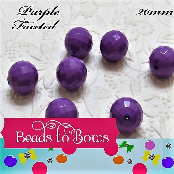 10 Ct. Solid 20mm Purple Multifaaceted Beads, Bubblegum Beads, Gumball Beads, Acrylic Bead, Bubblegum Bead, Chunky Necklace Bead