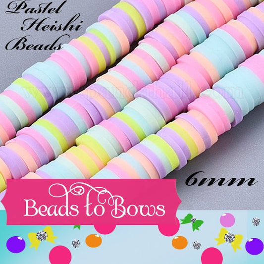 Sale 6mm Pastels Heishi Bead Strands, Flat Round Polymer Clay Beads, 290 to 320 Disc Heishi Beads, LIght Weight,Earring Beads, Bracelets