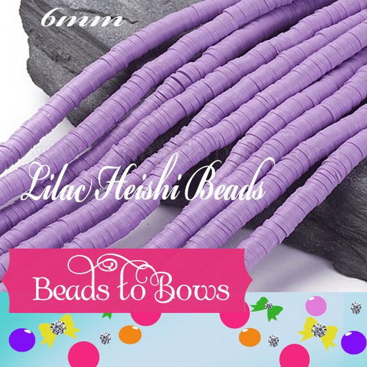 Sale 6mm Lilac Heishi Bead Strands, Flat Round Polymer Clay Beads, 380 to 400 Disc Heishi Beads, Light Weight, Bracelets