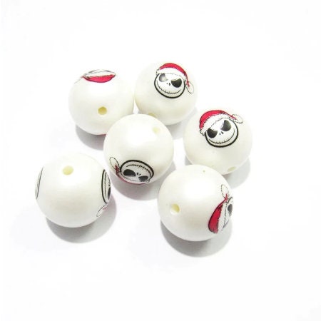 NEW 20mm J Skellington Santa Face Bubblegum Beads, Bubblegum Christmas Santa Bead, Chunky Bead Supply