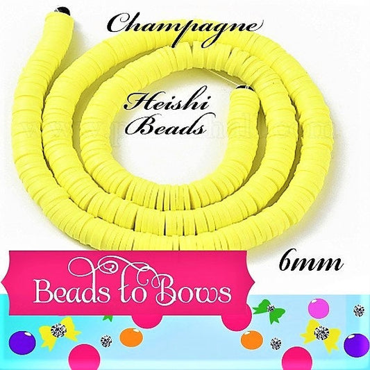 Sale 6mm Champagne Heishi Bead Strands, Flat Round Polymer Clay Beads, 380 to 400 Disc Heishi Beads, LIght Weight, Earring Beads, Bracelets