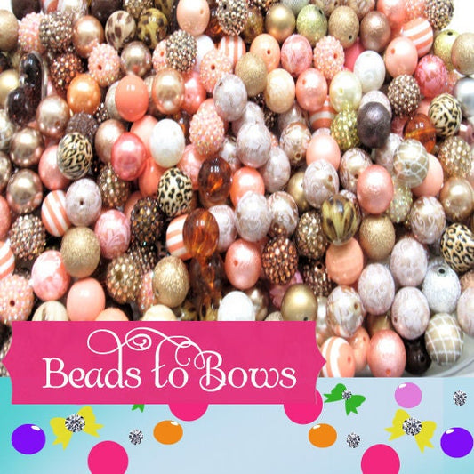 12 or 24Ct. 20mm Peach & Cream Bubblegum Mix, Bubblegum Beads, Beadable Pen Mix, Acrylic Beads, Bubblegum Beads, Round Bead