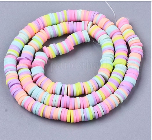 6mm Pastel Heishi Beads, Flat Round Polymer Clay Beads, 290 - 320 Disc Heishi Beads, LIght Weight,Earring Beads, Bracelets