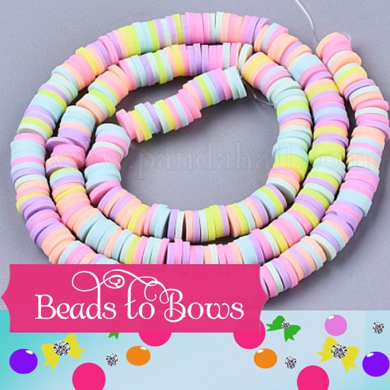 6mm Pastel Heishi Beads, Flat Round Polymer Clay Beads, 290 - 320 Disc –  Beadstobows