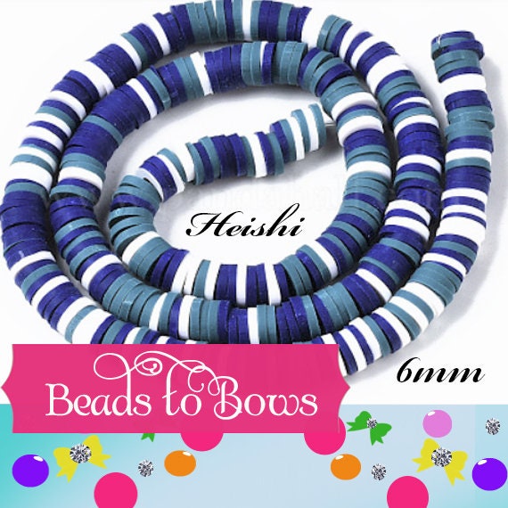 6mm Blue Multi Heishi Bead Strands, Flat Round Polymer Clay Beads, 314~345pcs/strand, Disc Heishi Beads, Light Weight, Bracelets