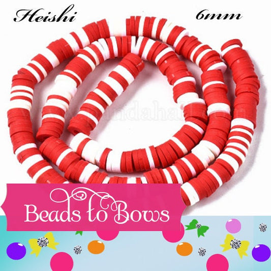 6mm Red Multi Heishi Bead Strands, Flat Round Polymer Clay Beads, 314~345pcs/strand, Disc Heishi Beads, Light Weight, Bracelets