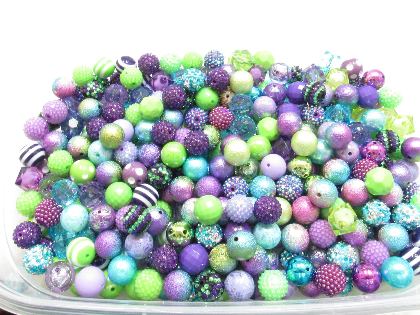 12 or 24Ct. 20mm Peacock Purple Blue Green Bubblegum Bead Mix,  Beadable Pen Mix,  Acrylic Beads,