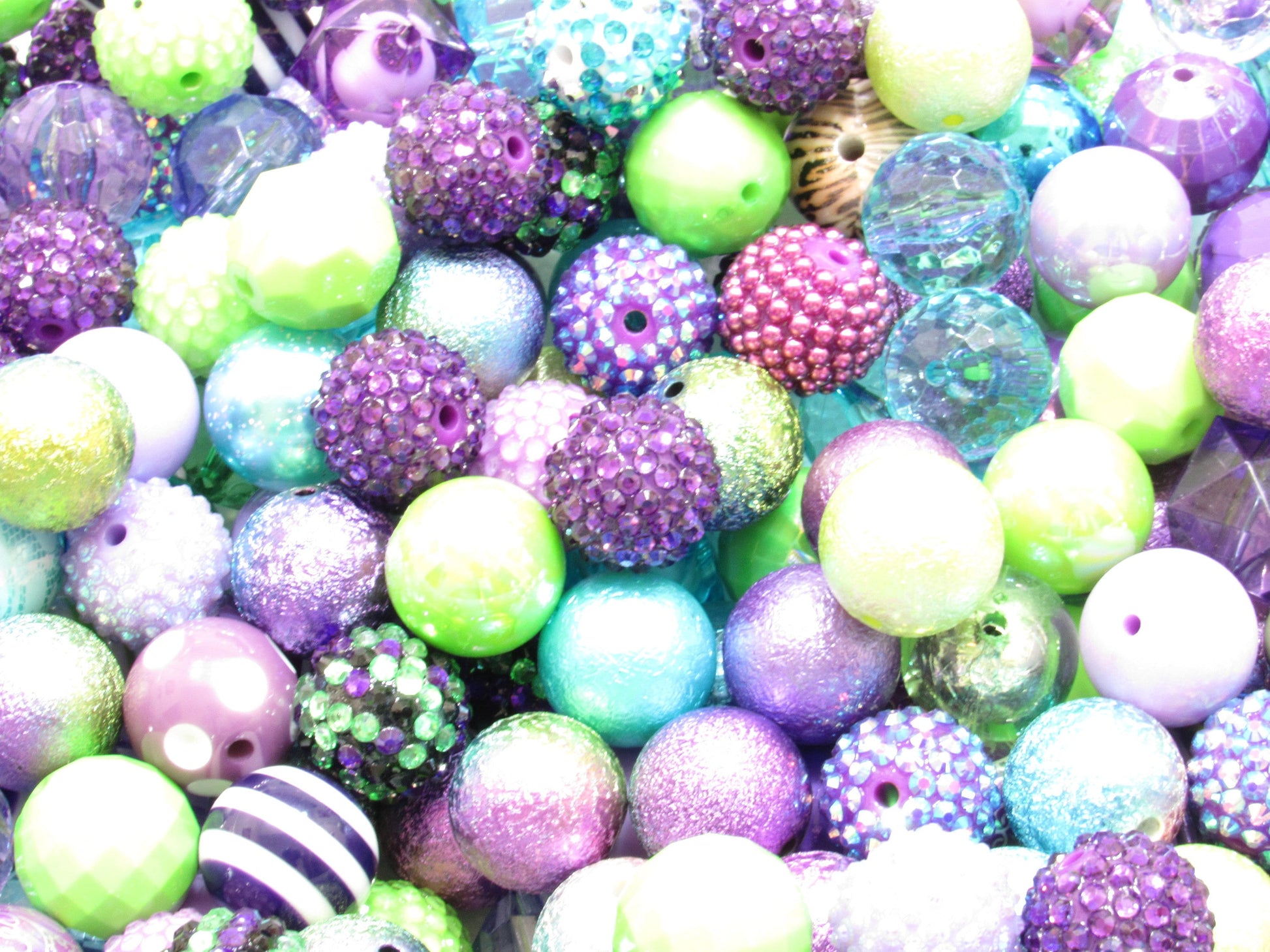 12 or 24Ct. 20mm Peacock Purple Blue Green Bubblegum Bead Mix,  Beadable Pen Mix,  Acrylic Beads,