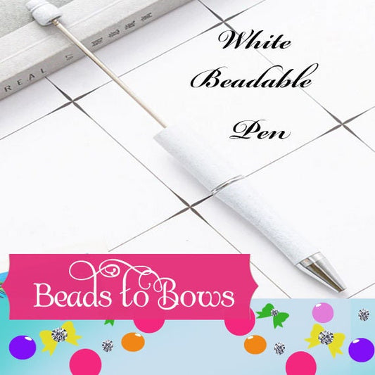 White Beadable Pens, Bubblegum Beadable Pen, White Gold Blue Pen Blanks,  Beadable Pen, DIY Plastic Beadable Pens, Black Ink