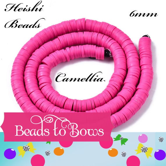 6mm Heishi Bead Cameilli Rose Strands, Flat Round Polymer Clay Beads, 380 to 400 Disc Heishi Beads, Light Weight, Bracelets