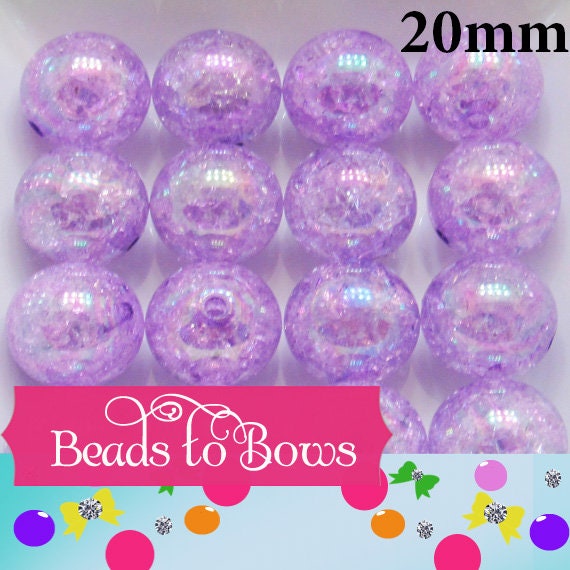 10Ct. 3.99 20mm Solid Purple Crackle Beads,  Bubblegum Beads, Gumball  Beads, Bubble Gum Bead Supply