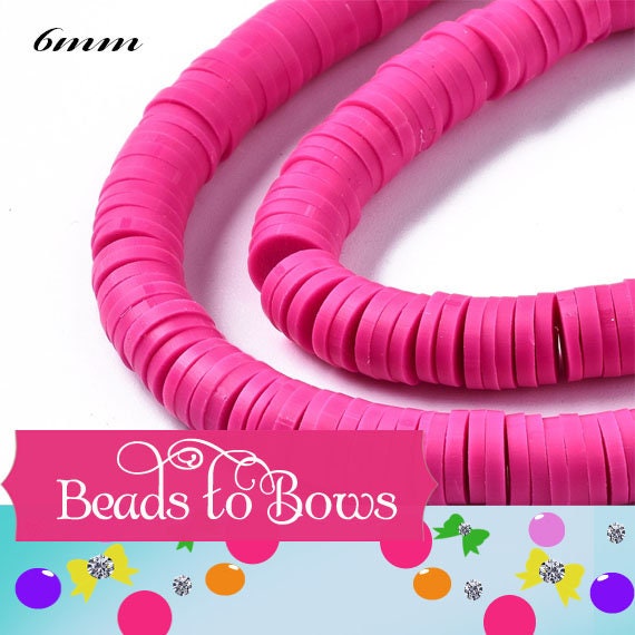 6mm Heishi Bead Cameilli Rose Strands, Flat Round Polymer Clay Beads, 380 to 400 Disc Heishi Beads, Light Weight, Bracelets