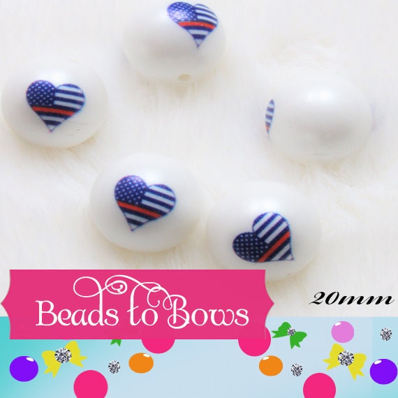 New Star Heart Beads, 4th of July 20mm Red White Blue USA Heart Flag  Bubblegum  Beads, July 4th. Beads, Gumball Beads, Bubblegum Beads