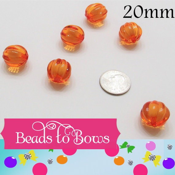 20mm Orange Pumpkin Bead In A Bead, Bubblegum Beads, Chunky Beads, Transparent Bubblegum Bead, Halloween Bubblegum Beads