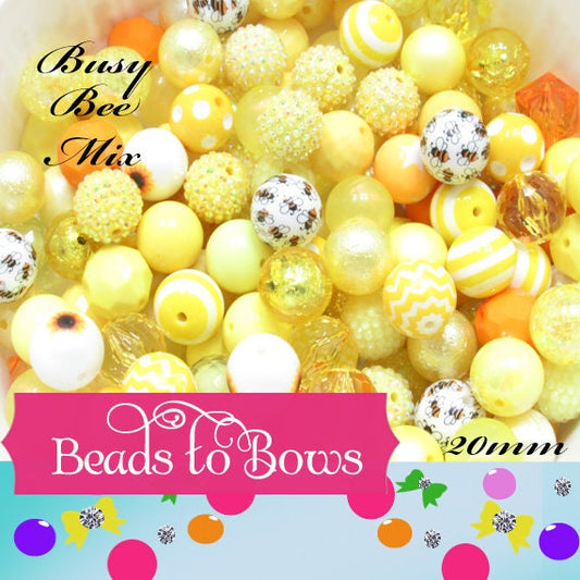 NEW 20mm Printed Bumble Bee's On Matte White Bubblegum Pearls, Bumble Bee's Printed On Bubblegum Beads, Round Matte Pearls