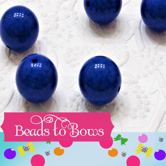 10Ct. 3.49  20mm Solid Royal Blue Crackle Beads,  Bubblegum Beads, Gumball  Beads, Bubble Gum Bead Supply