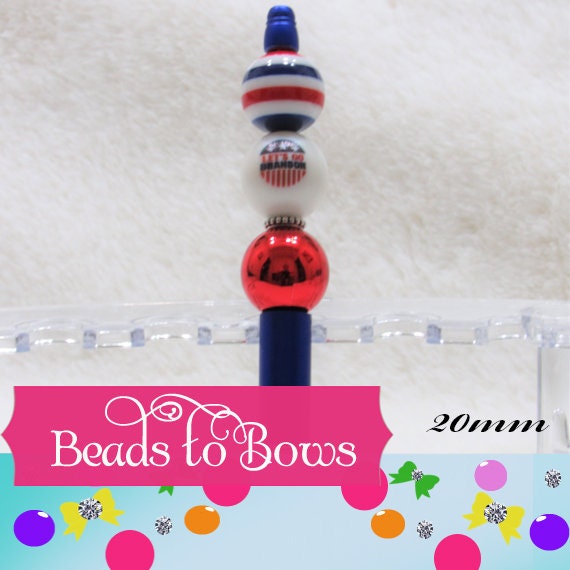 New 4th of July 20mm Red White Blue USA Lets Go Brandon Bubblegum  Beads, July 4th. Beads, Gumball Beads, Bubblegum Beads