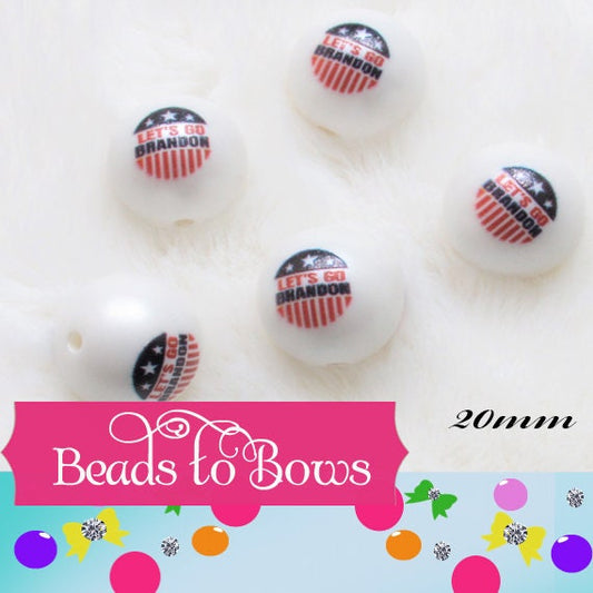 New 4th of July 20mm Red White Blue USA Lets Go Brandon Bubblegum  Beads, July 4th. Beads, Gumball Beads, Bubblegum Beads