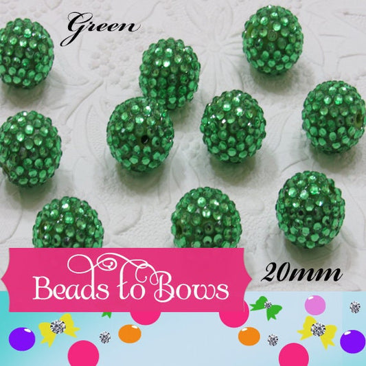 New 20mm Green Rhinestone Bubblegum Beads, Chunky Bubblegum Rhinestone Bead, Chunky  Beads, DIY Chunky Necklace Beads, Jewelry Supply