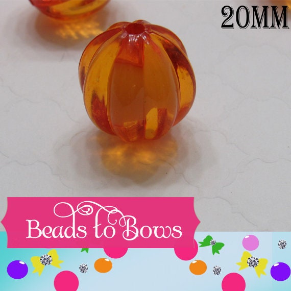 20mm Orange Pumpkin Bead In A Bead, Bubblegum Beads, Chunky Beads, Transparent Bubblegum Bead, Halloween Bubblegum Beads