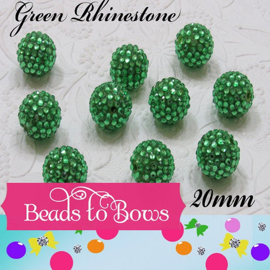 20mm Green Rhinestone Bubblegum Beads, Chunky Bubblegum Rhinestone Bead, Chunky  Beads, DIY Chunky Necklace Beads, Jewelry Supply