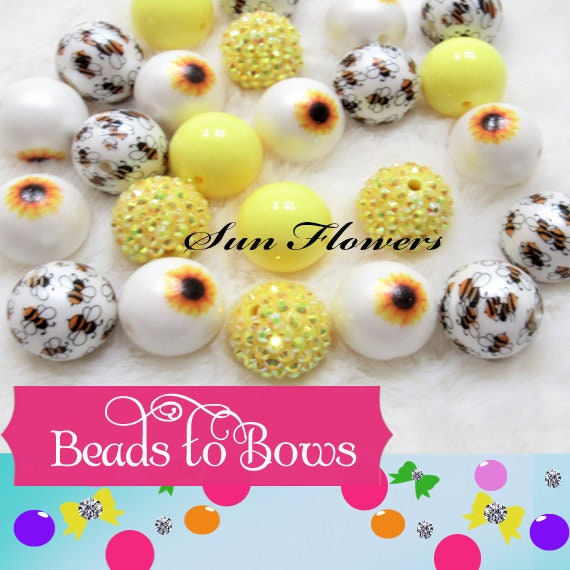 NEW 20mm Printed Bumble Bee's On Matte White Bubblegum Pearls, Bumble Bee's Printed On Bubblegum Beads, Round Matte Pearls