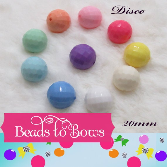 Spring Colors Faceted Bubblegum Bead, 10 or 20 Chunky Beads, Round Acrylic Beads, Chunky Bead Supply, Bubblegum Necklace Supply Beads